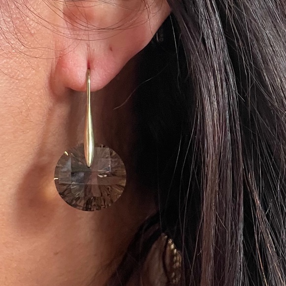 Crystal Gold Dangle Earrings - Picture 10 of 10